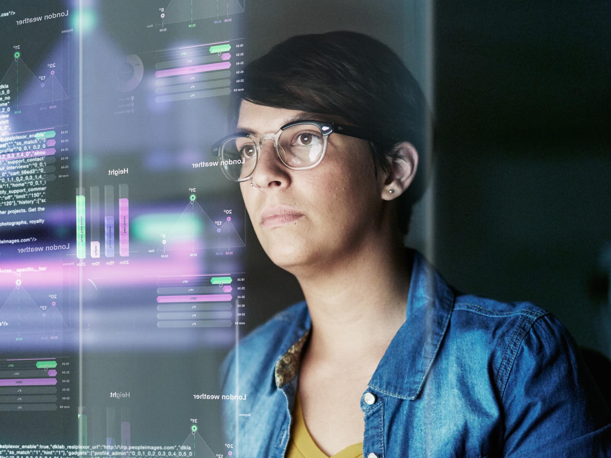 Person writing advanced code