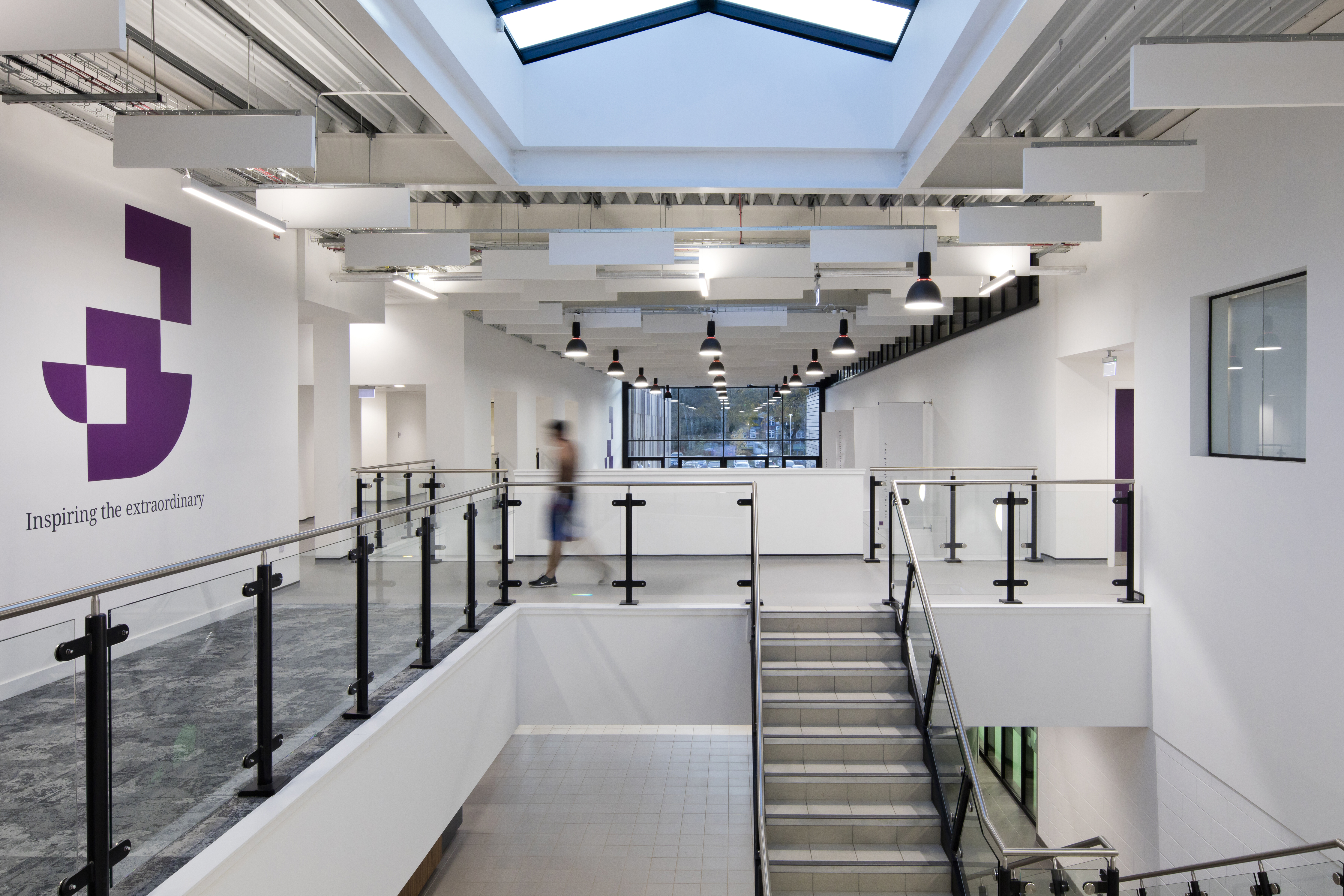 The upstairs hallway at Maiden Castle, Durham Universitys sports building