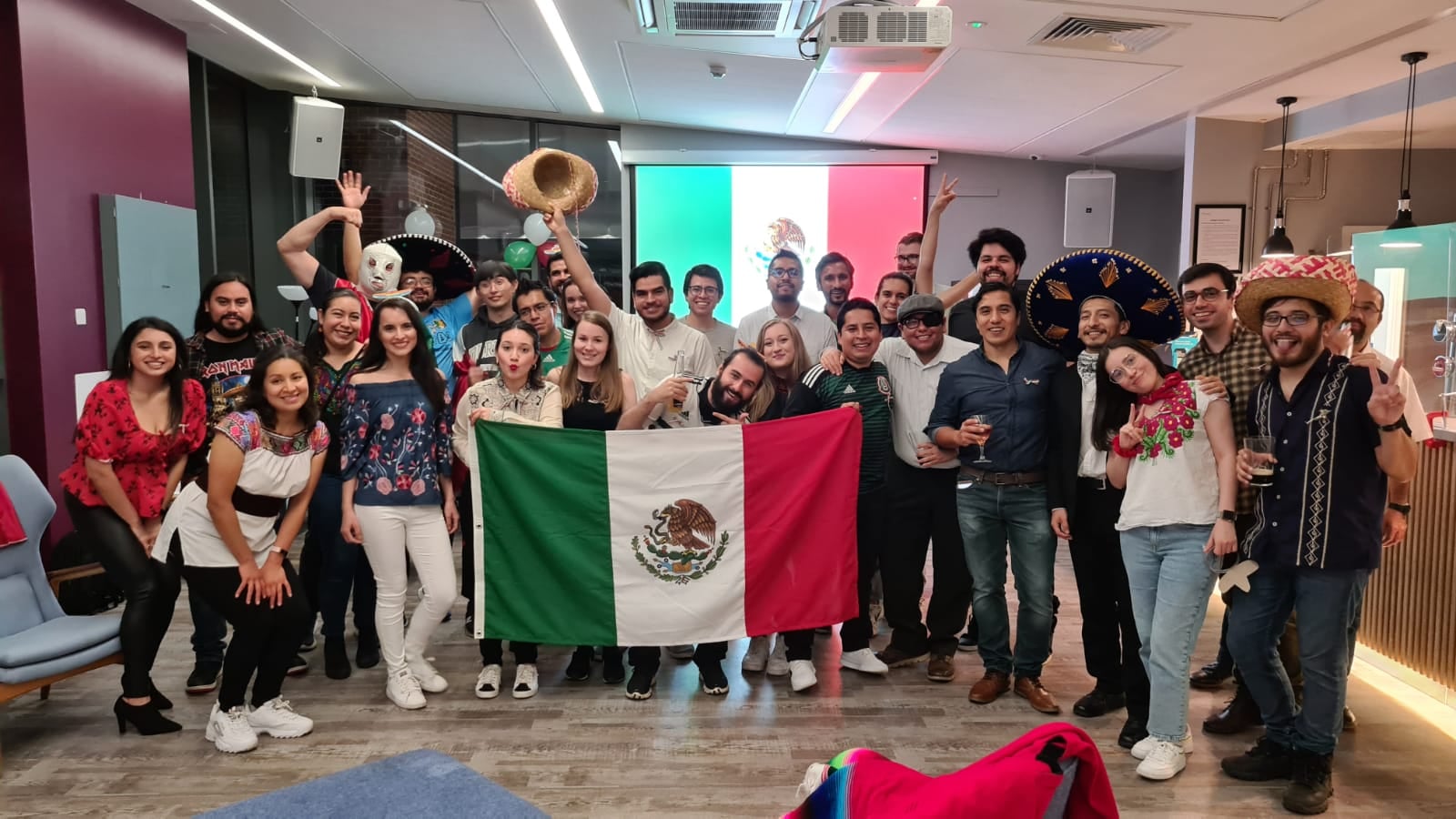 Mexican student group holding their flag