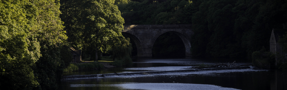 River wear downstream on a sunny afternoon in Durham