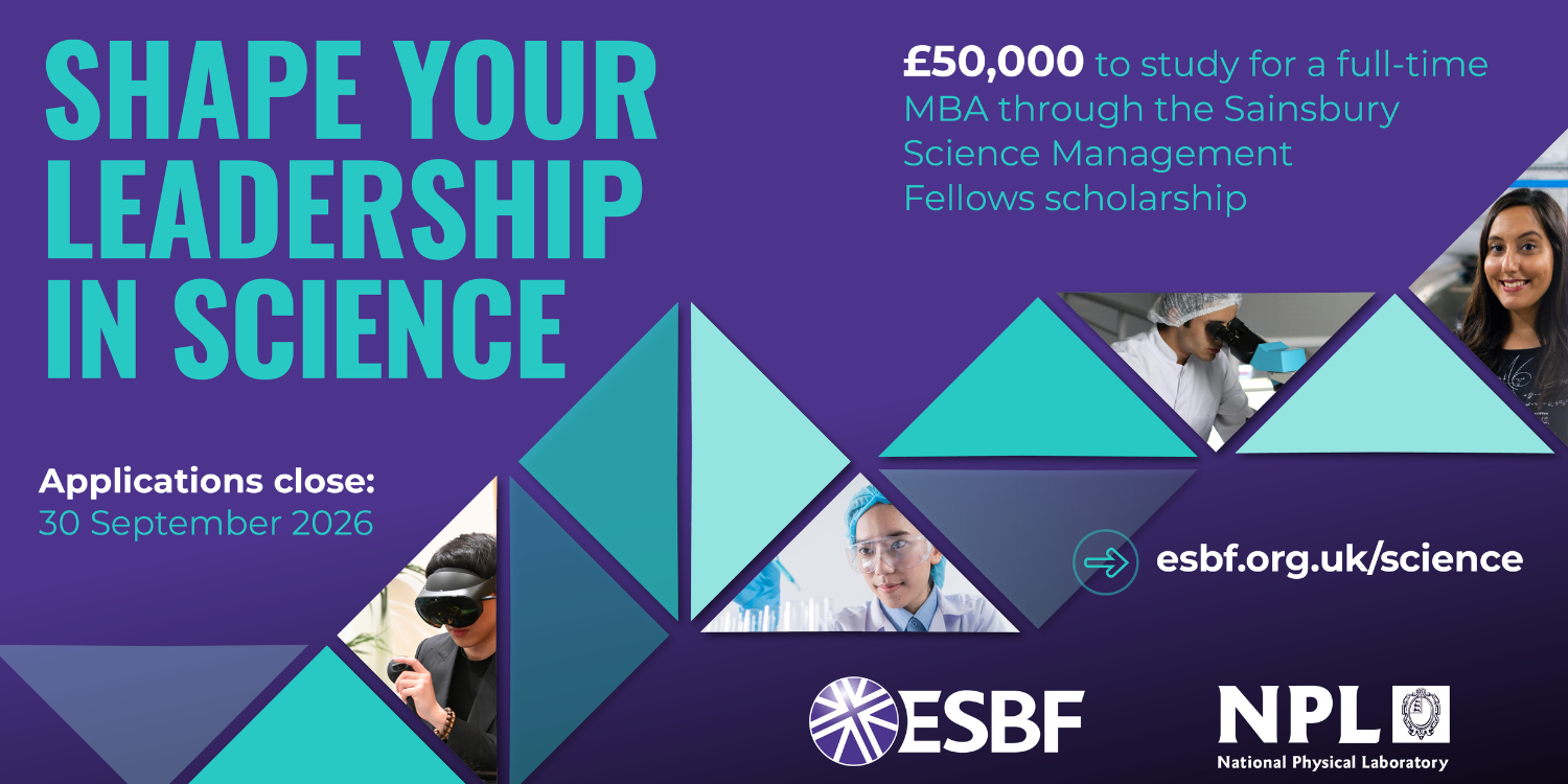 Purple banner advertising science scholarship