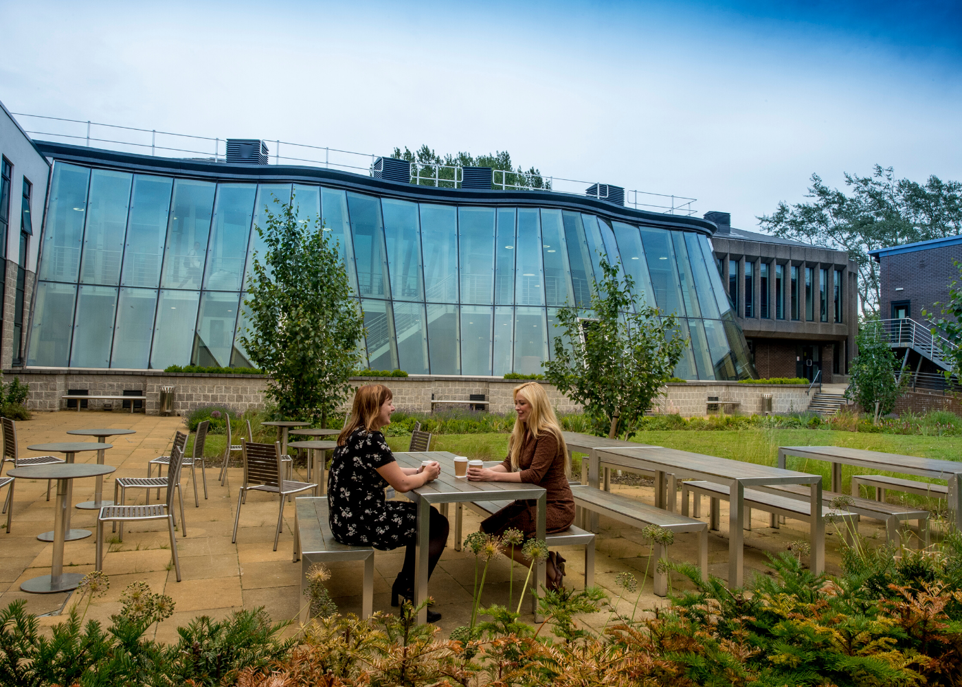 Outdoor seating at the Business School