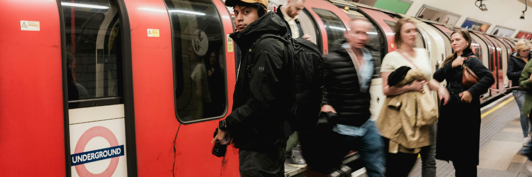 Bustling scene at London Underground platform