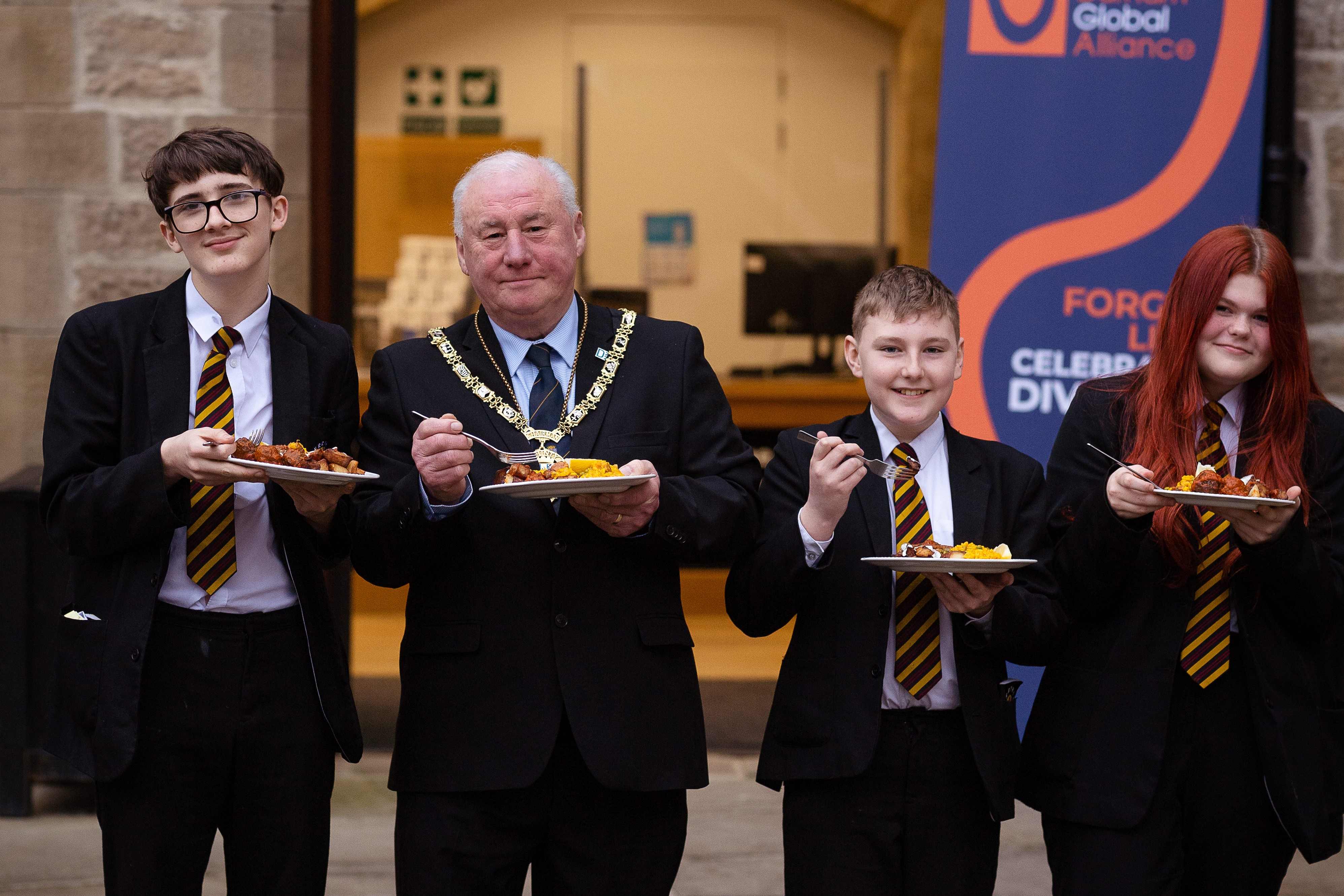 Secondary school pupils from Durham celebrating after becoming Language Detectives