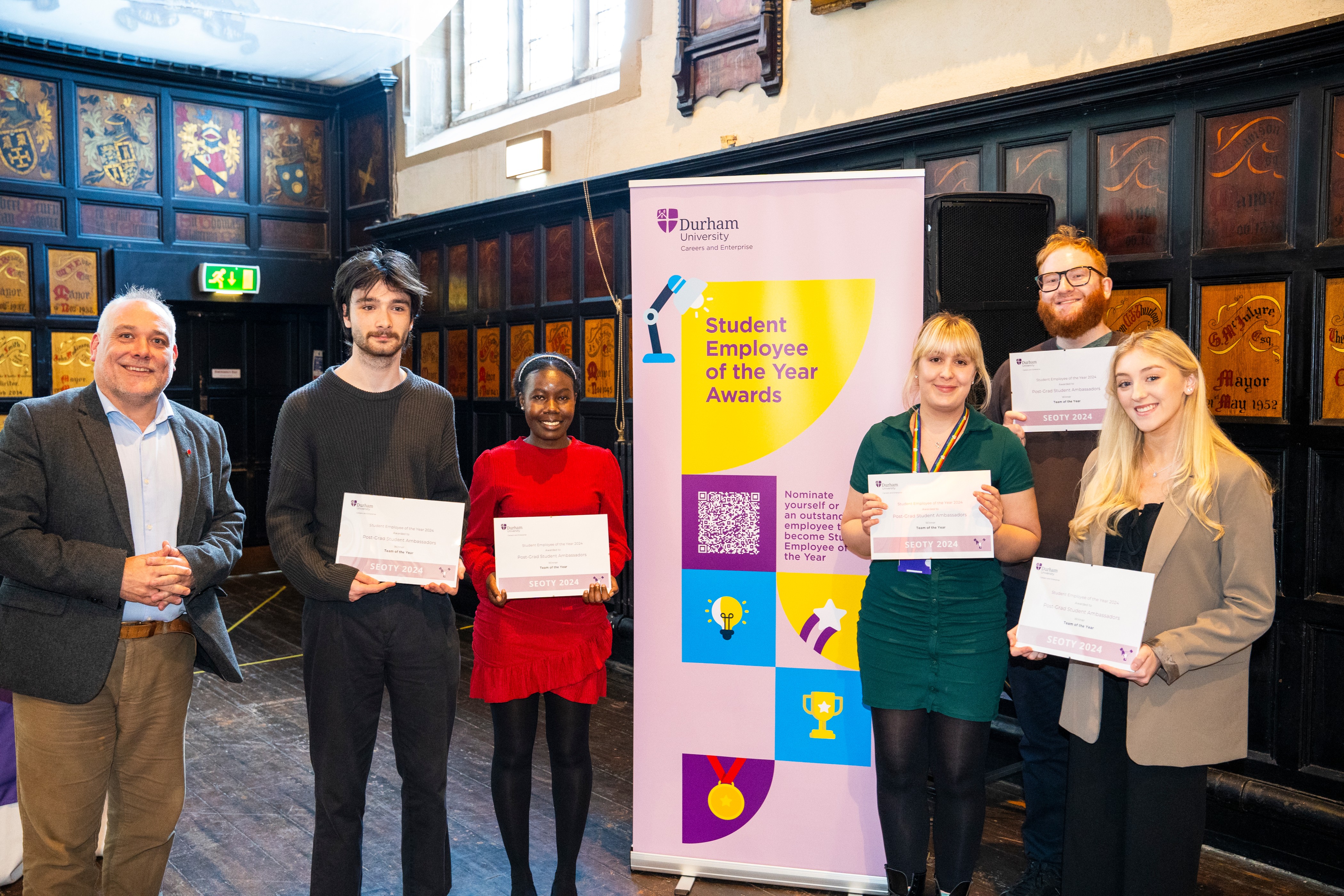 The Post-Grad Student Ambassadors collecting the Team of the Year Award at the SEOTY 2024