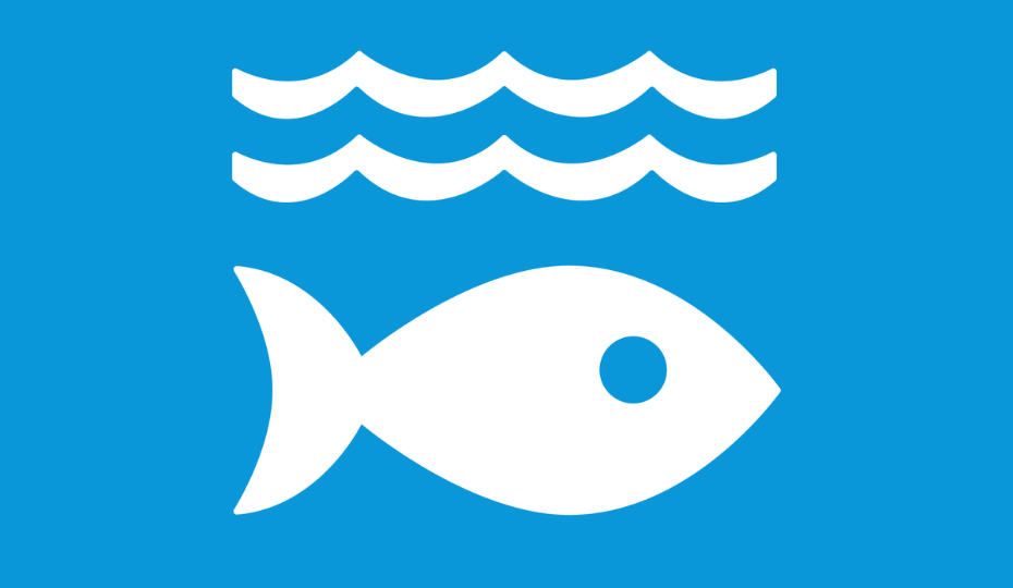 An icon showing a graphic of a fish beneath waves