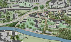 Aerial view map of the Leazes road area