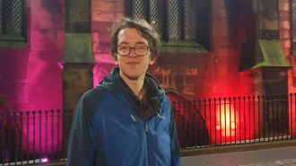 Ryan in front of cathedral
