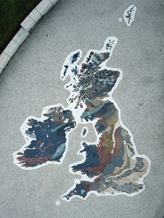 A map of the British Isles, made out of rocks