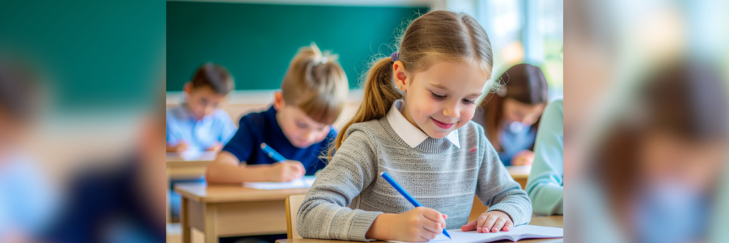 Young children writing in a classroom