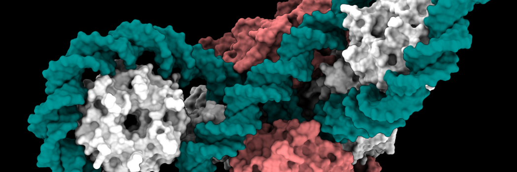 Computer simulation of a molecule on a black background