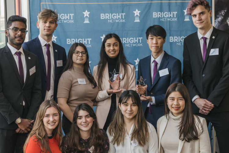 A group of students winning awards