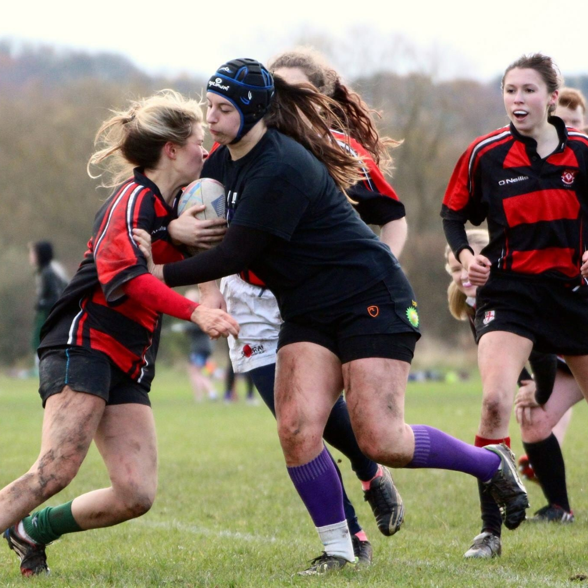 Collingwood students playing women's rugby match
