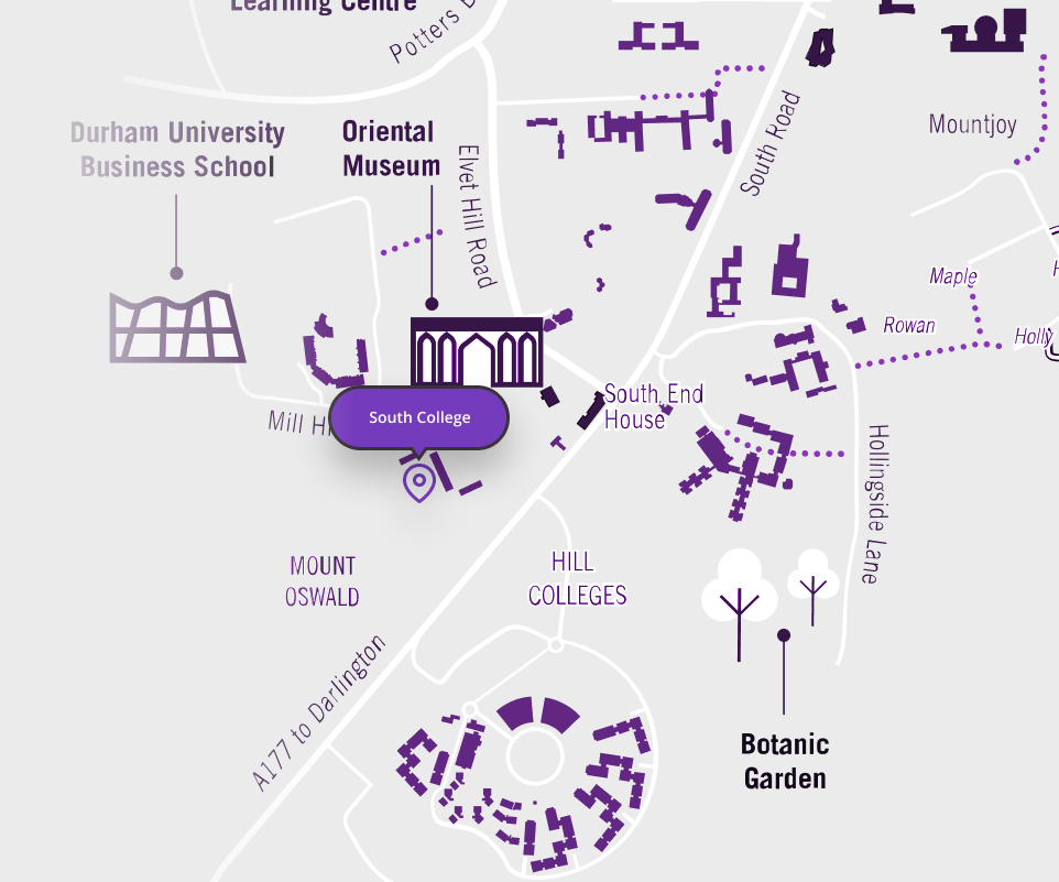 South College decorative map, South College is situated on Mount Oswald near the Oriental Museum