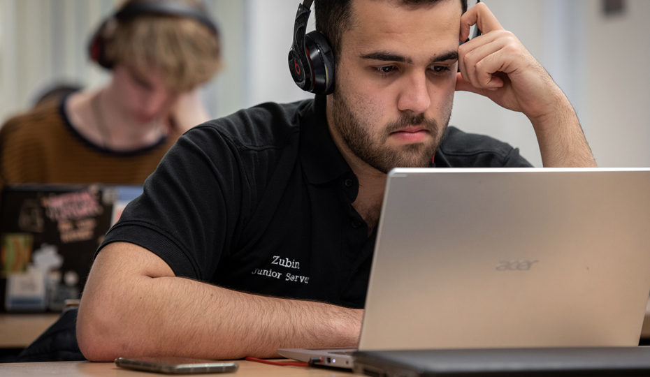 Students studying in a study space