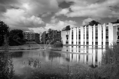 Van Mildert college overlooking the lake on the the college grounds