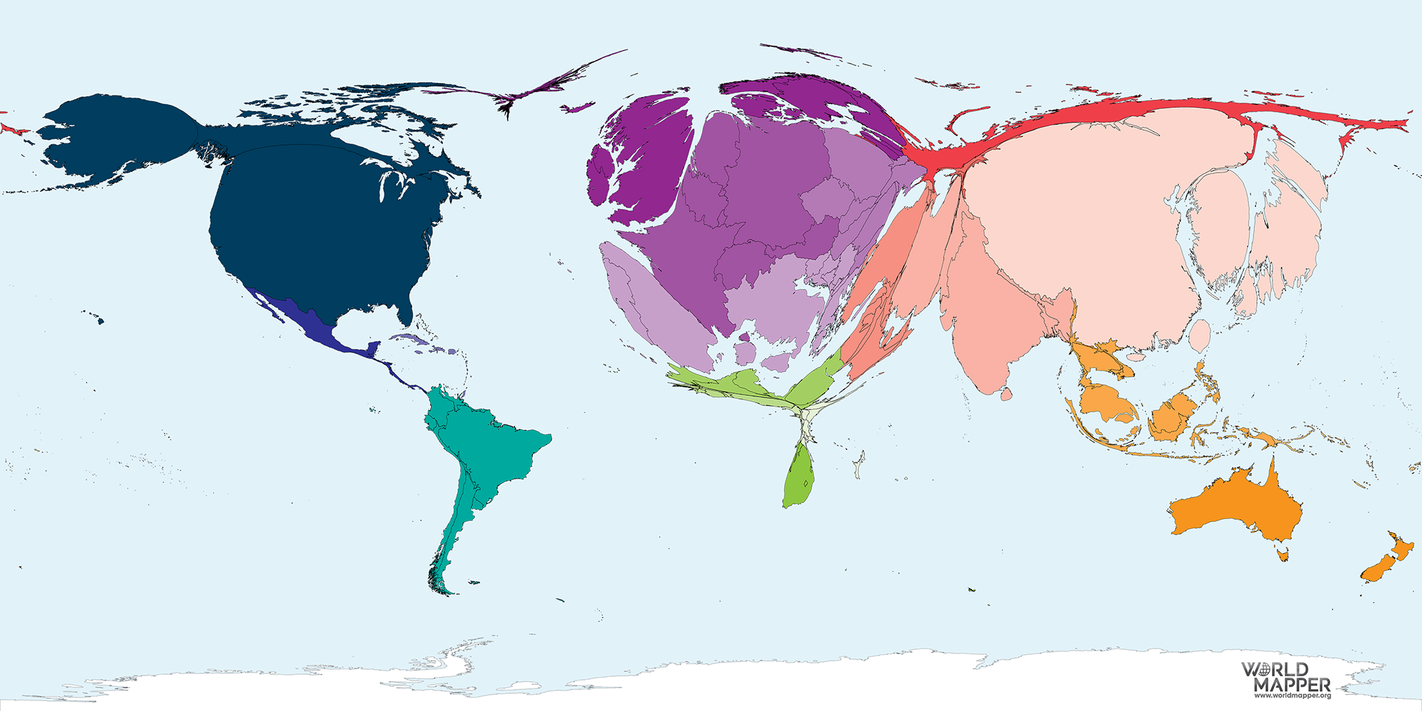 Colourful world map