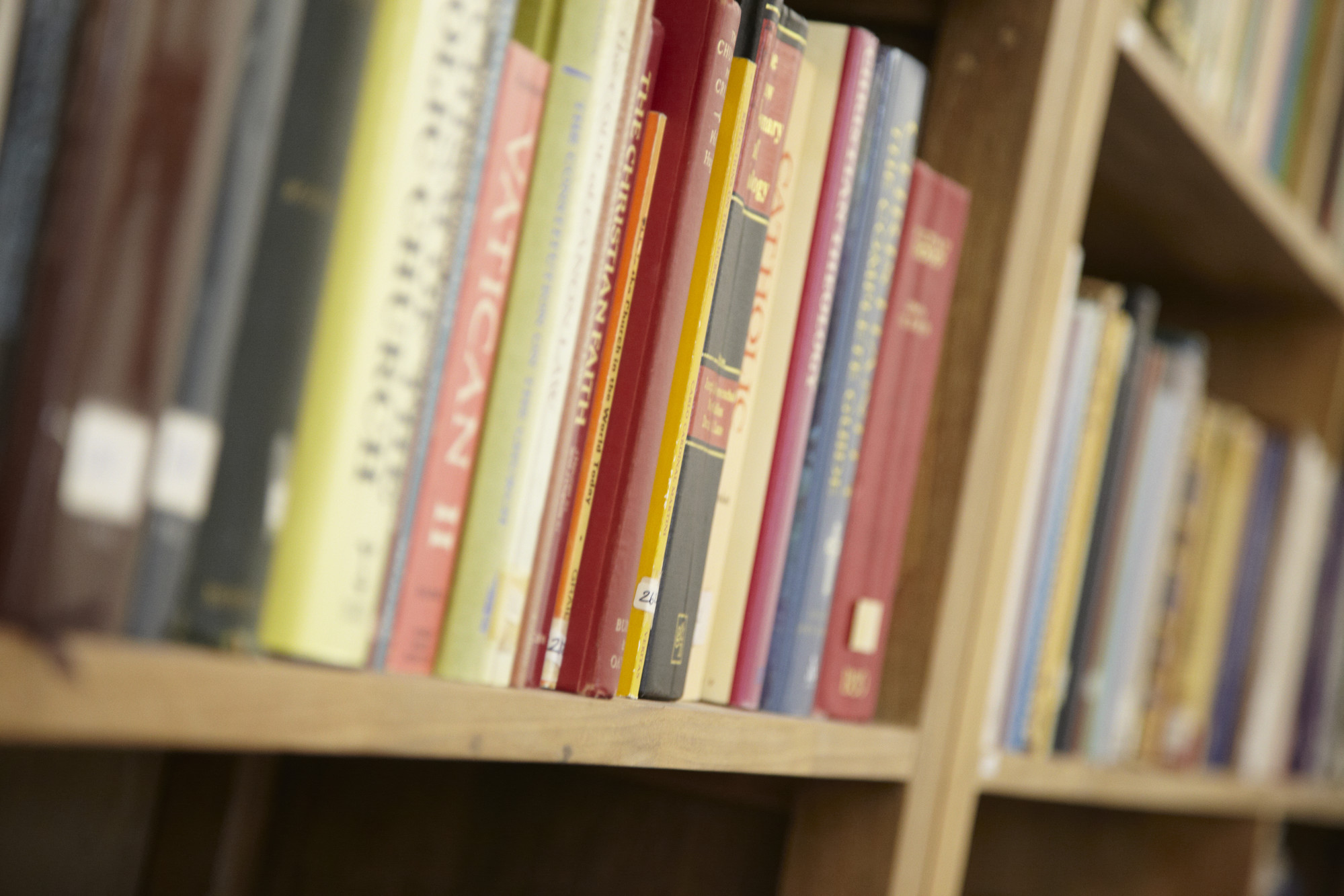 Theology books on a shelf