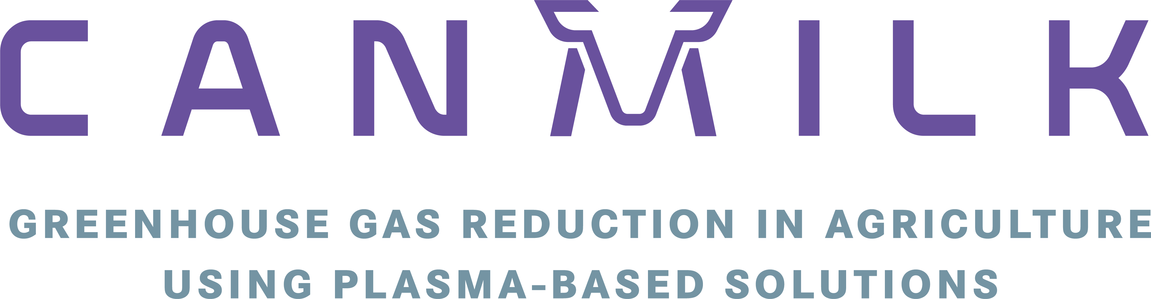 CANMILK logo, where the M resembles a cows head, with the footer: Greenhouse gas reduction in agriculture using plasma-based solutions.