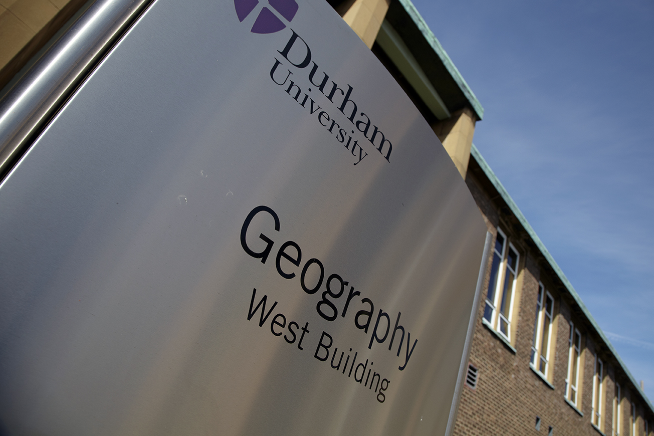 Department of Geography sign outside the West Building