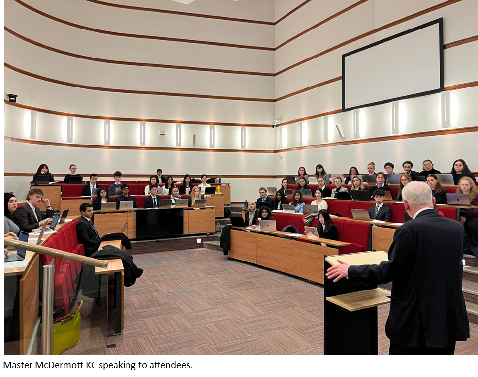 Master McDermott KC speaking to attendees