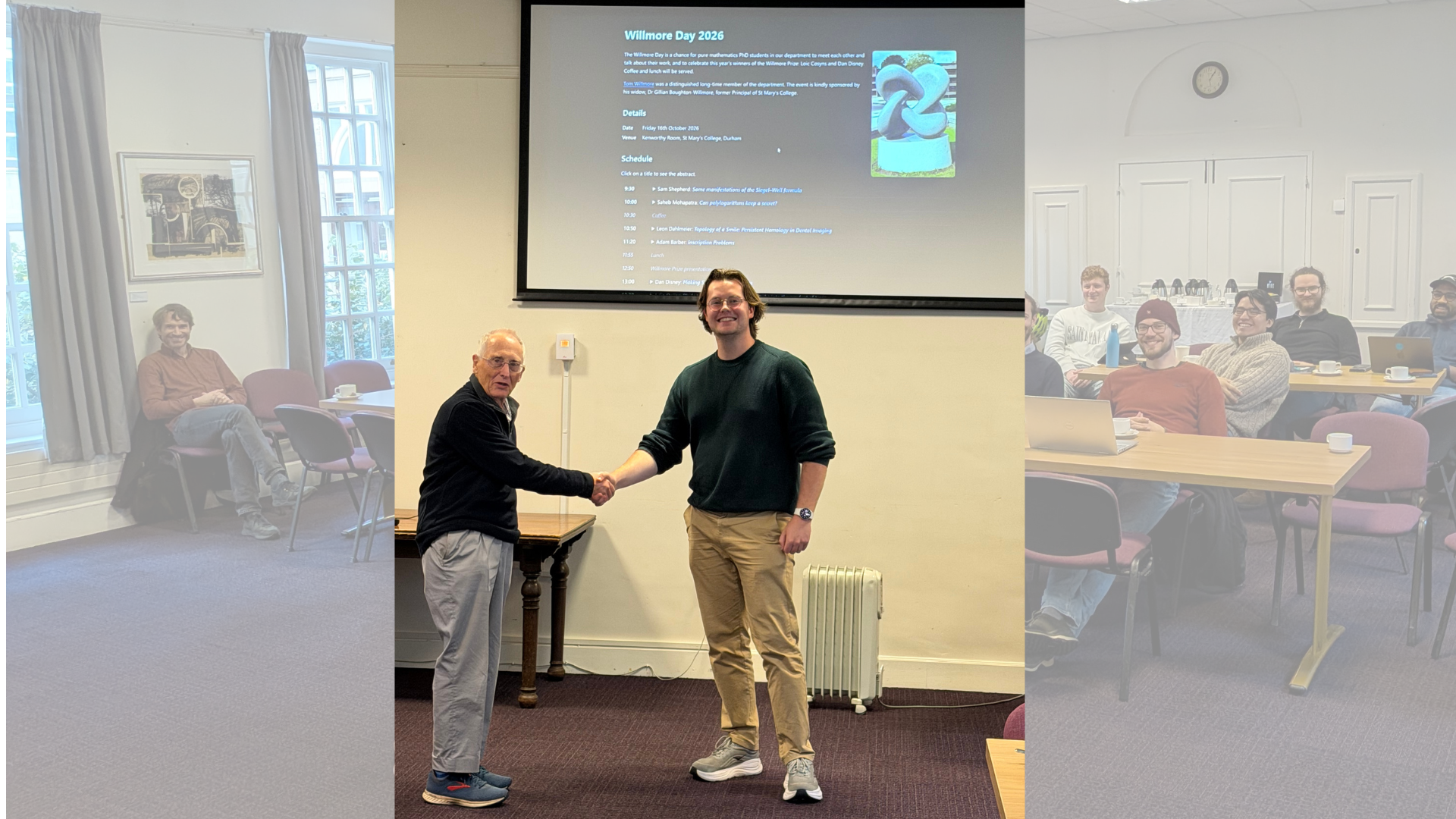 Student Dan Disney receiving award