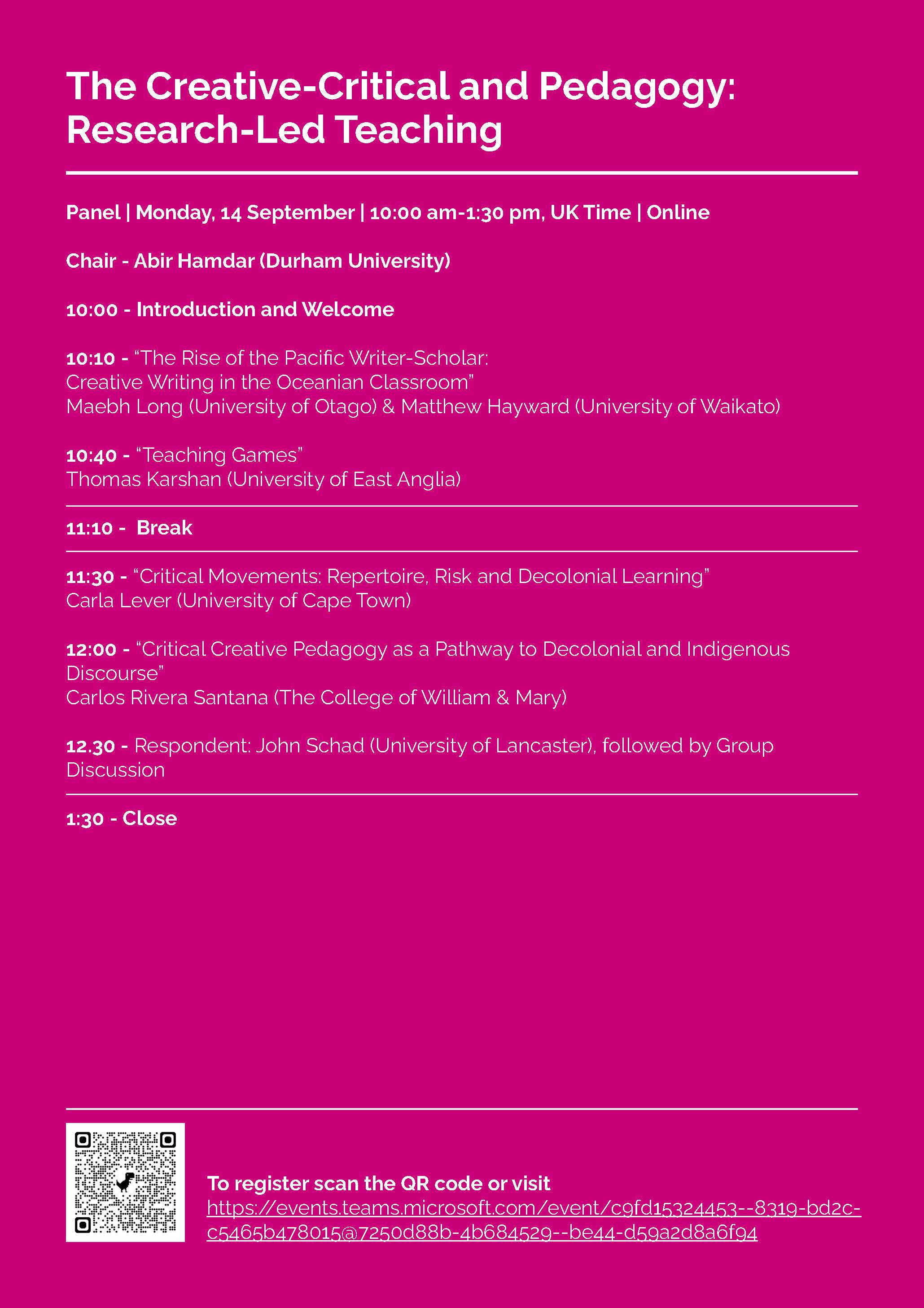 Programme Day 2 Creative-Critical and Pedagogy program