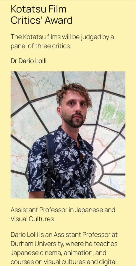 Dr Dario Lolli on the Jury of the Kotatsu Japanese Animation Festival