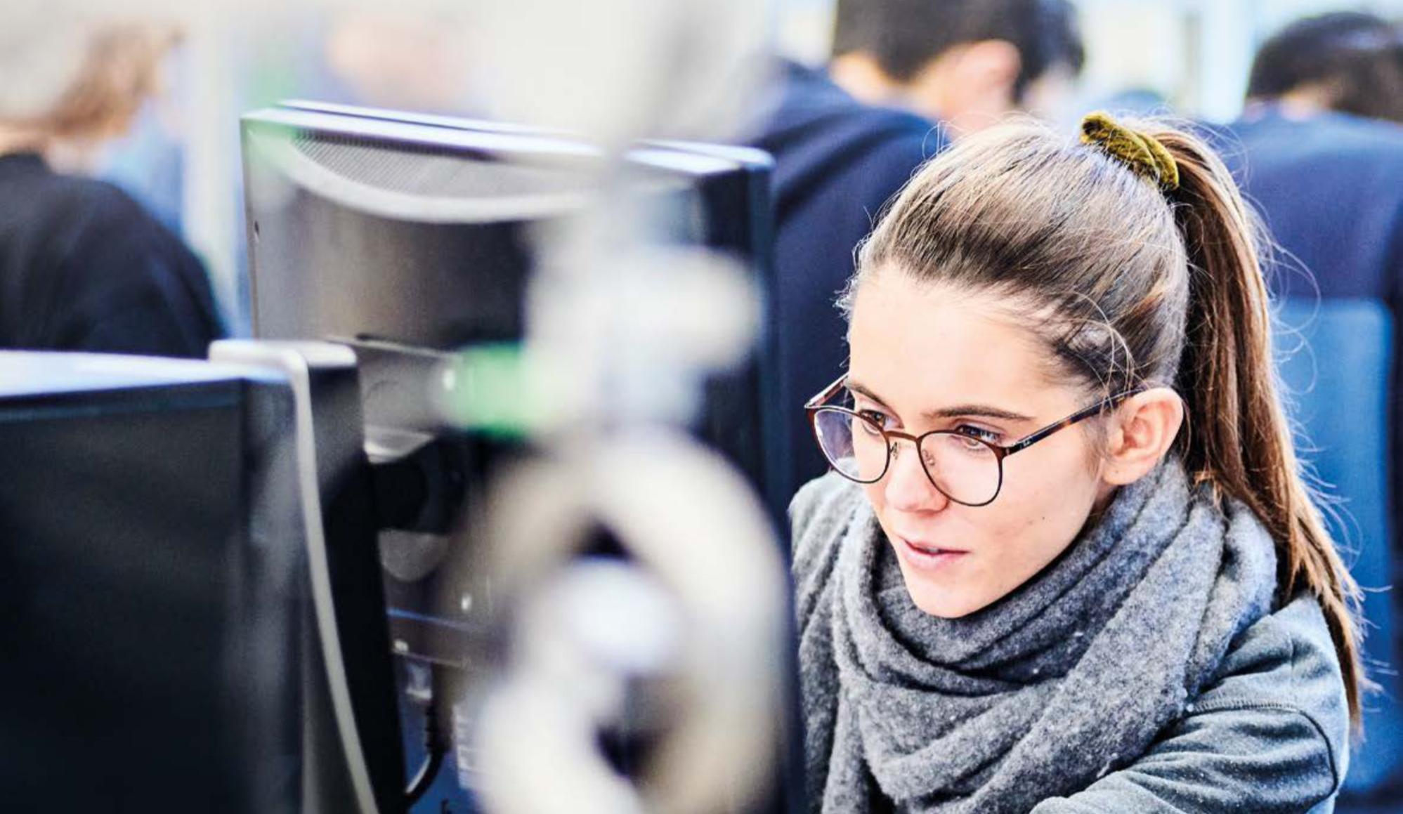 Student working on a computer