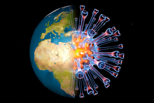 Image manipulation of the coronavirus inside the globe