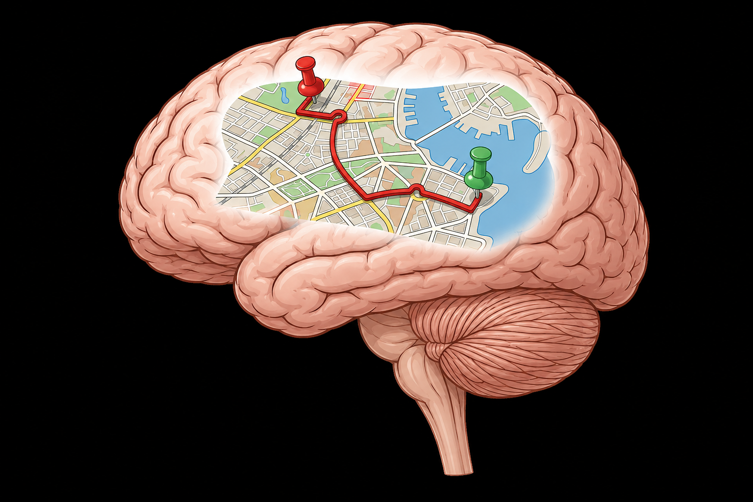 representation of GPS navigation in human brain