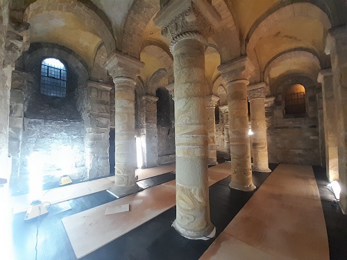 Norman Chapel Project inside the Chapel protective flooring