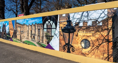 Norman Chapel hoardings close up shot of images