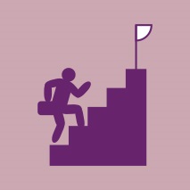 SEOTY Step up to Leadership Award icon, person climbing a mountain