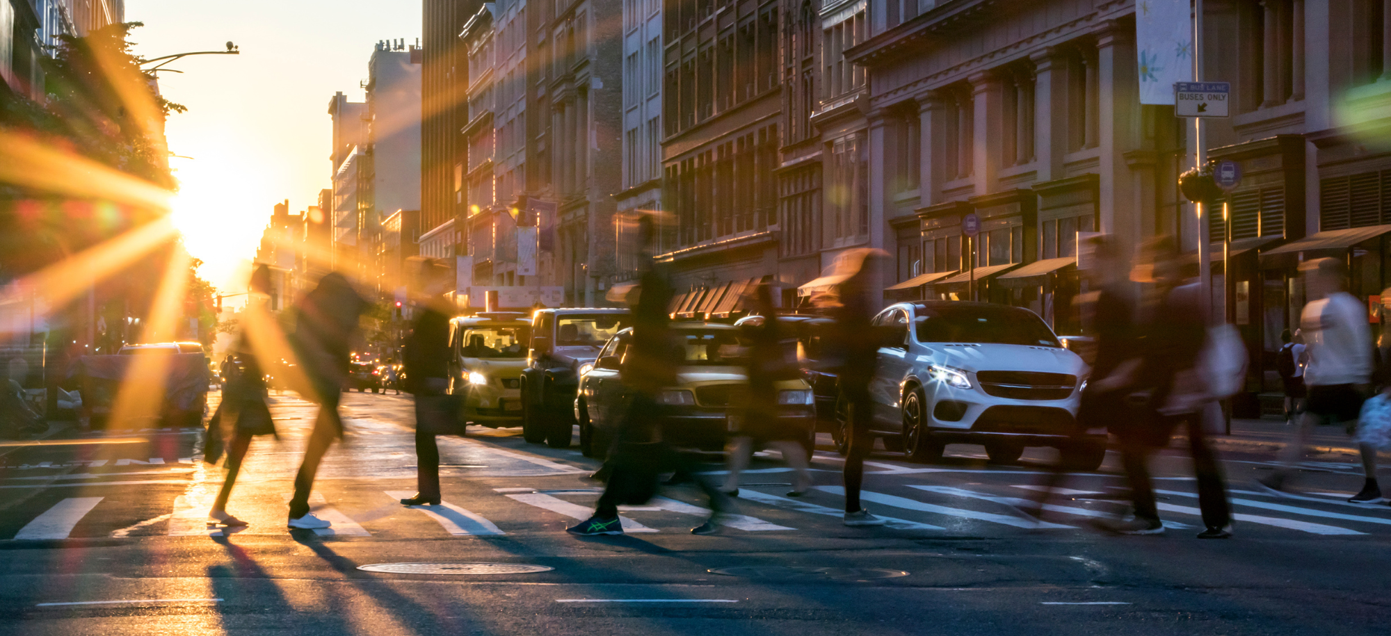 Image showing people crossing a busy city street