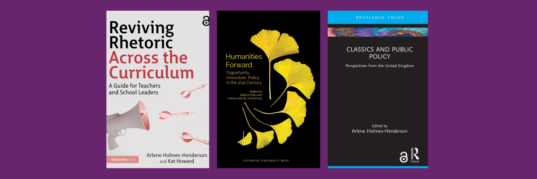 Image shows the front cover of the three books