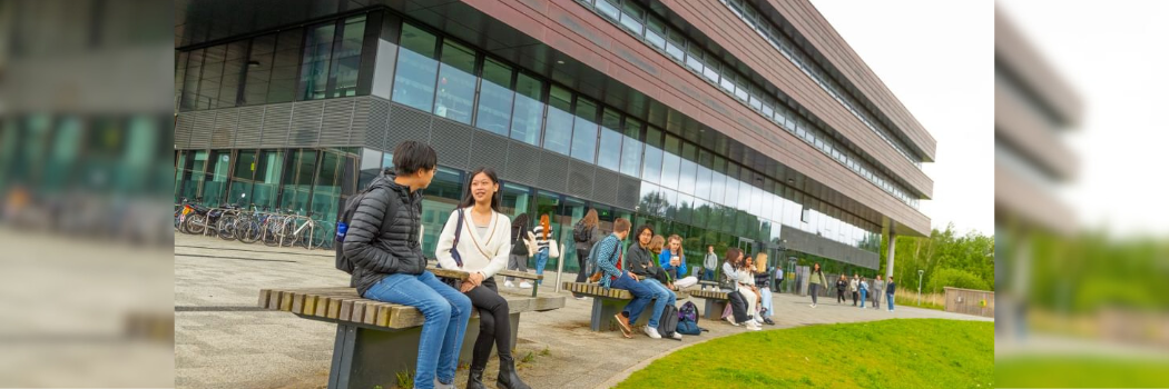 Students outside of Maths and Computer Science building, Durham