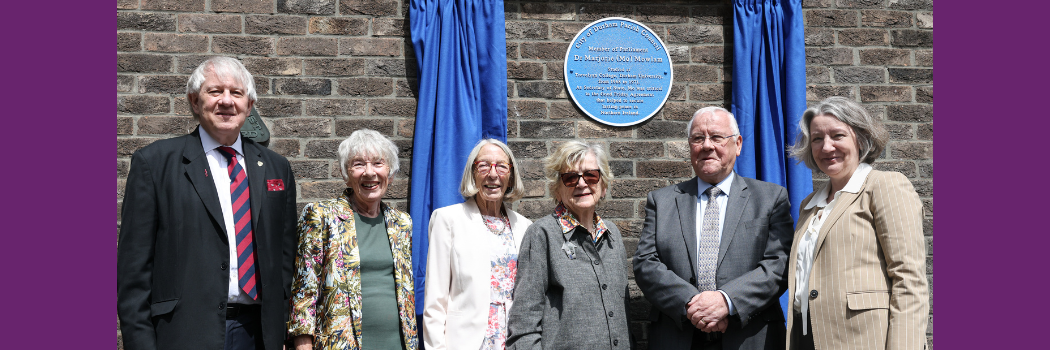 (Left to right) Lucian Hudson, Durham University, Councillor Carole Lattin, Jean Jacques, Mo’s sister, Baroness Hilary Armstrong, Sir Adam Ingram, and Professor Karen O’Brien, Vice-Chancellor and Warden of Durham University.