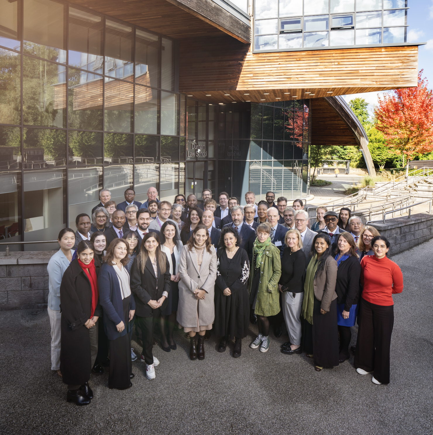 Group Photo in front of Durham Law School taken during the JusTN0W Conference