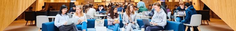 A group of students sat chatting on a sofa