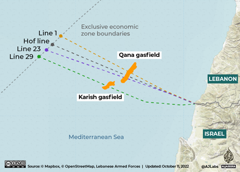 Israel Lebanon Maritime Aljazeera Map showing disputed area