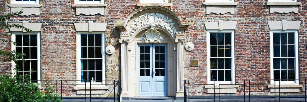 External shot of the front door leading into the institute of advanced study