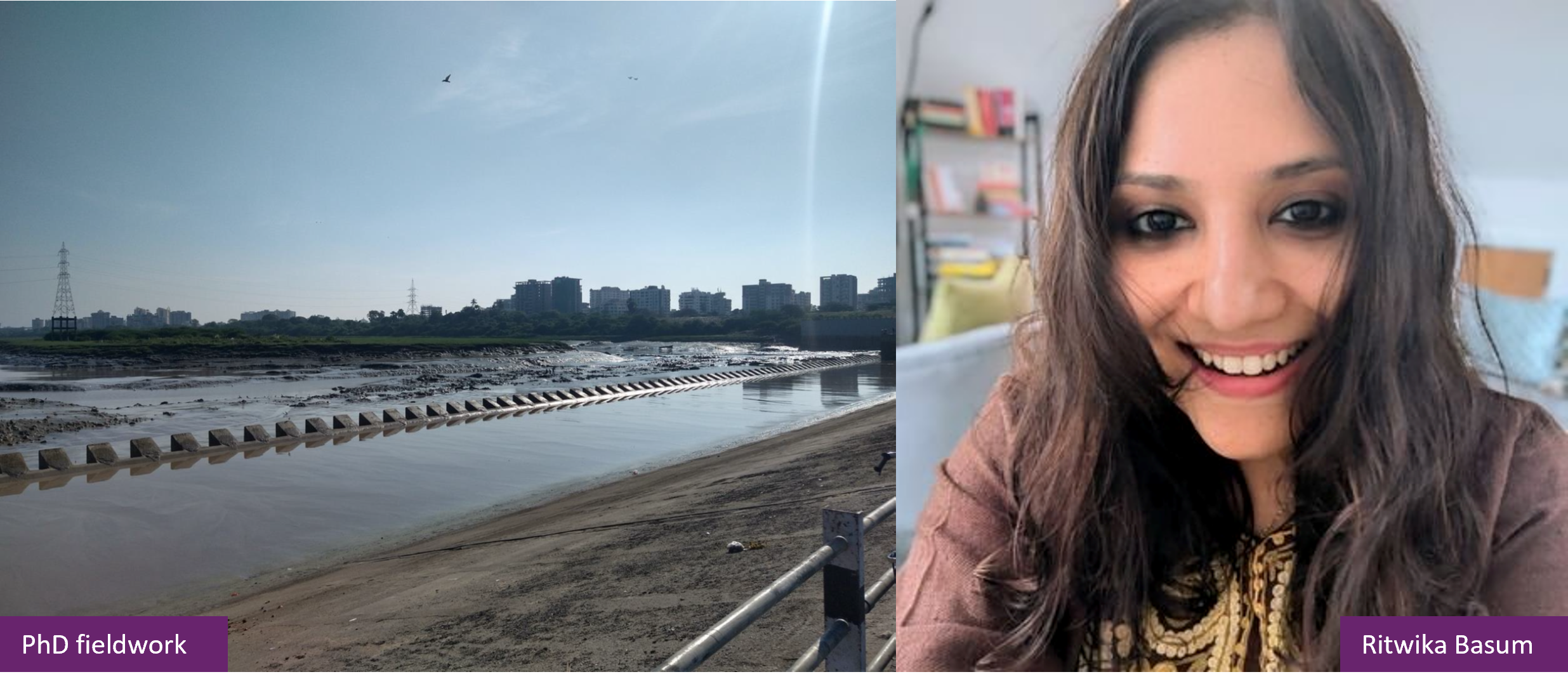 A photo of a river and a photo of Ritwika Basum