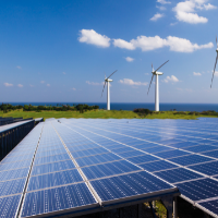 Solar panels and windfarm