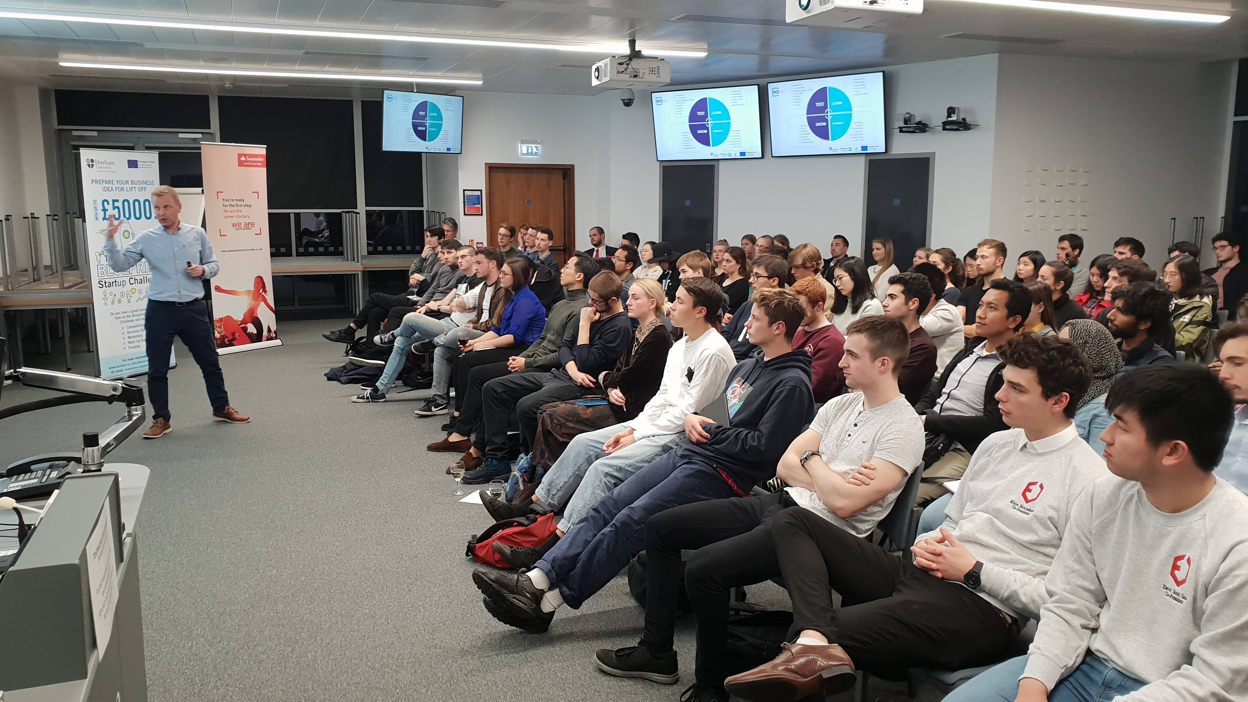 Leon Howe delivering a workshop to a room full of students
