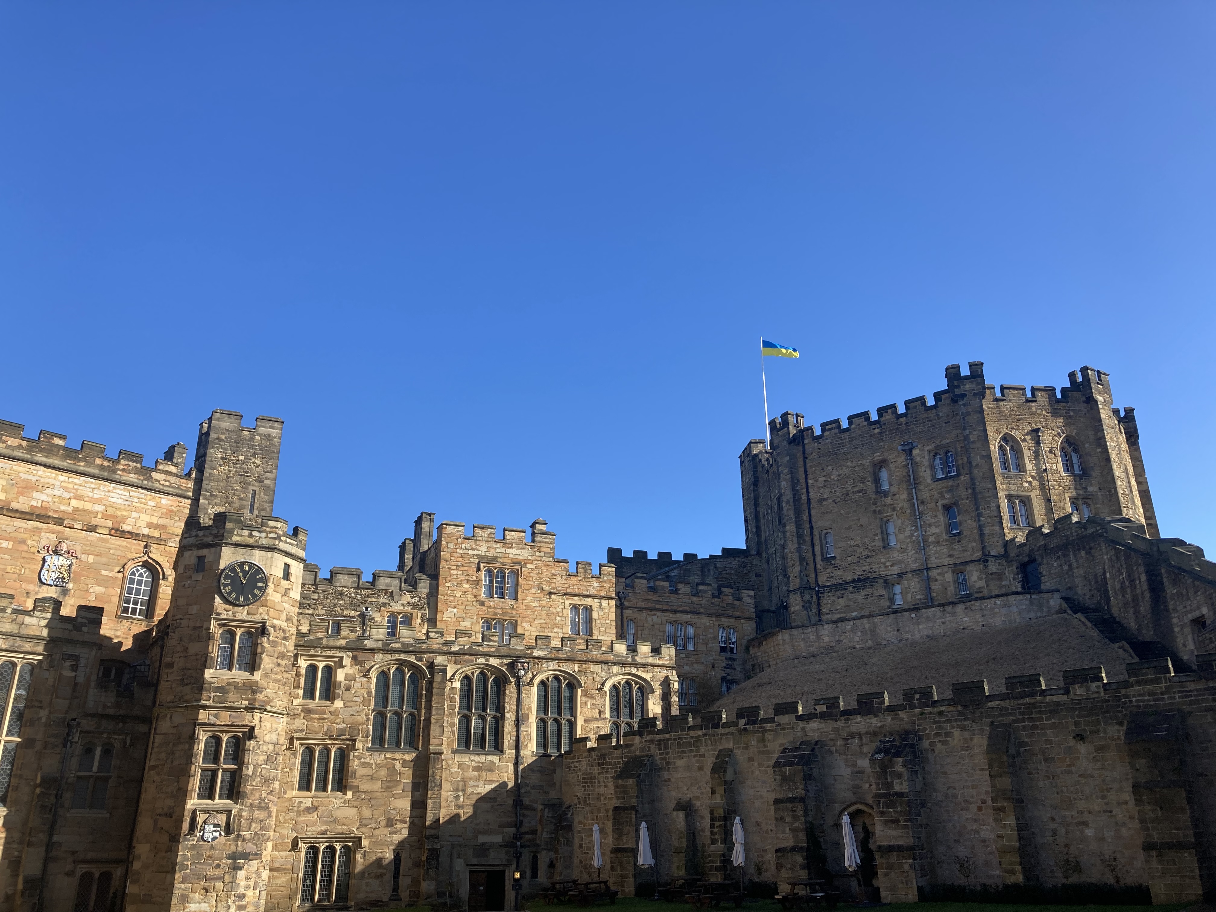 Castle with Ukraine flag flying