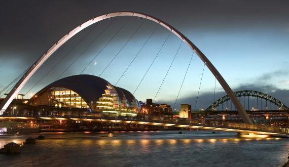 A view of the Millenium Bridge in Newcastle