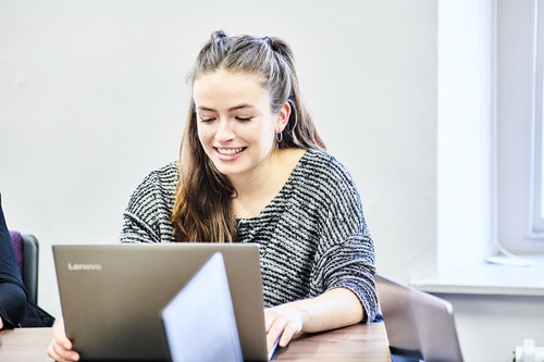 Student working at computer