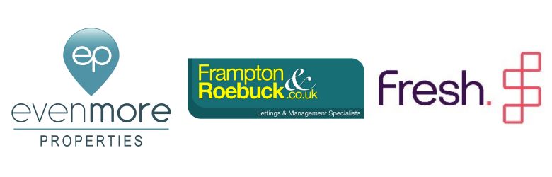 A row of logos for Frampton and Roebuck, Fresh, and G M and J lettings agents, who have signed the Durham City Student Lettings Code of Practice