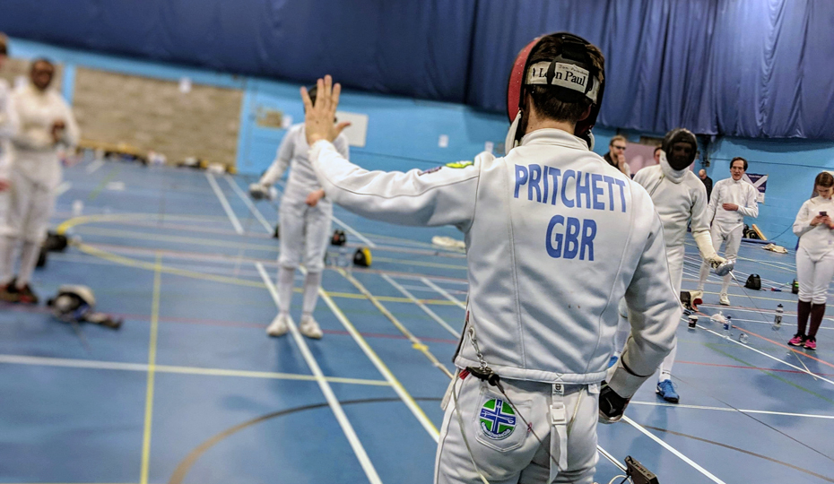 Durham University Fencing Club in competition in one of the main halls